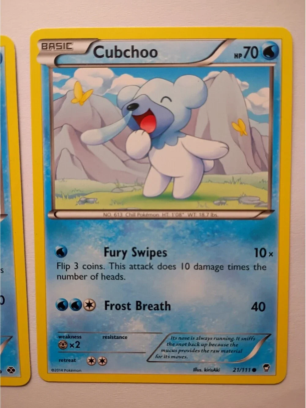 Pokemon TCG Cubchoo non Holo 28/98 2011, Cubchoo 36/99 & Cubchoo 21/111 2014 (3)